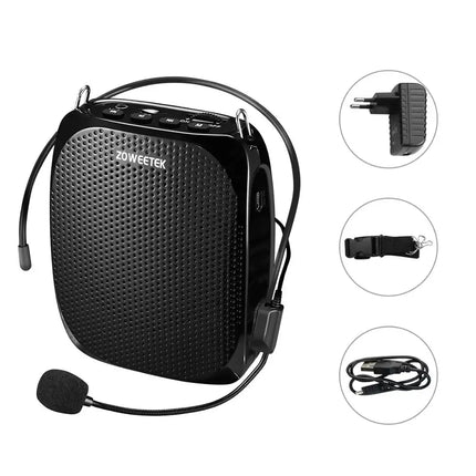 Zoweetek Portable Rechargeable Mini Voice Amplifier Speaker with Wired Microphone for Teachers Supports MP3 Format Audio Z258