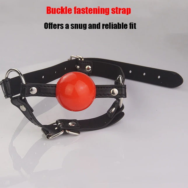 Leather Chin Harness Silicone Rubber Bondage Mouth Ball Gag, BDSM Restraints, Sex Toys For Couples Adult Games
