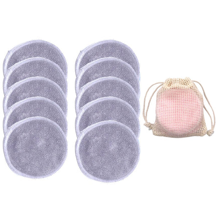 Reusable Bamboo Makeup Remover Pads Cotton 10Pcs Microfiber Washable Rounds Cleansing Facial Tools Make Up Removal Pad