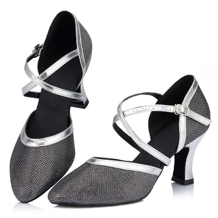 New Latin Shoes Tango Salsa Ballroom Party Women's High Heels Champagne Black Silver Wedding Women's Shoes Summer Sandals