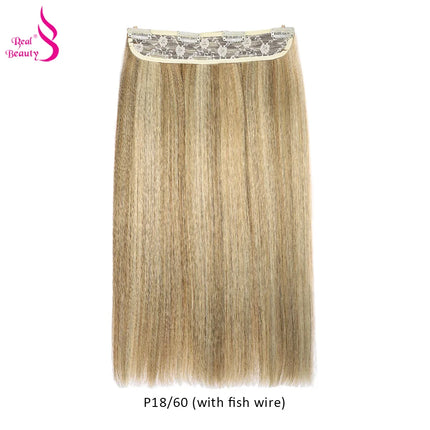 Real Beauty Single Clip In Hair With Adjustable Fish Wire Machine Made Human Hair Clip In Extensions Remy Hair