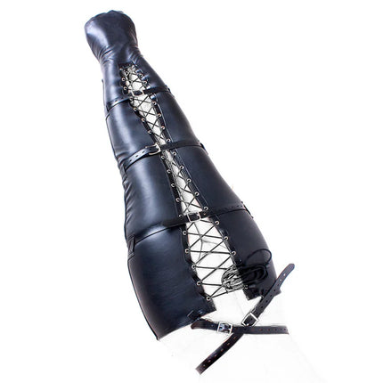 Fetish Half Body Harness Leg Binders of Sexy PU Leather Mermaid Straitjacket Adjustable Bondage Leggings Dress Up Sex Costume