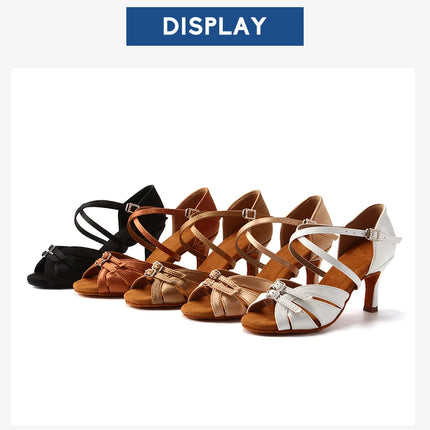 SWDZM Ballroom Women Latin Dance Shoes Modern Pole Dance Shoes Salsa Tango High Heel Adjustable Latin Shoes For Girls Ladies