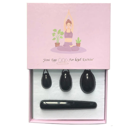 Obsidian Yoni Egg Massage Ball Set Natural Stone Jade Eggs Women Vaginal Kegel Massager Vaginal Muscle Tighten yoni massage wand