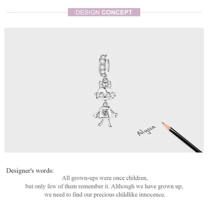 WOSTU Family Heart Charm High heels Mirror Makeup Pendant Bee Boy & Girl Charm Dreamcatcher Beads Jewelry Making Copper Zircon