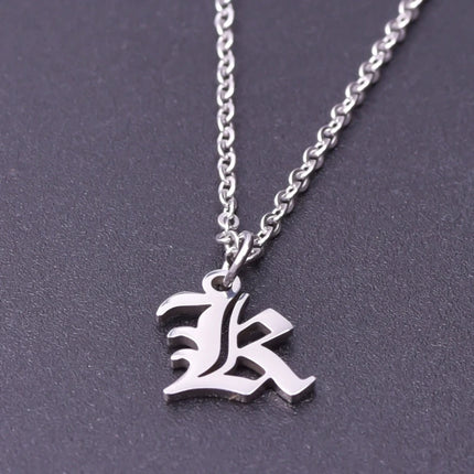 2pcs Stainless Steel Initial Necklace For Men Women Chain Old English Pendant 26 Letters Statement Necklaces Jewelry Couple Gift