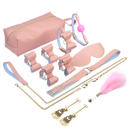 New High-ranking Player Sex Toys for Couples Exotic Accessories BDSM Sex Bondage Set Erotic Bowknot Handcuffs Whip Rope Game