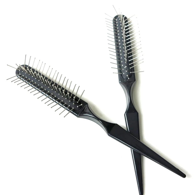 XUCHANG HARMONY 10 Pieces Black Salon Massage Hair Brush Slim Line Comb with Metal Tooth Hairbrush Hairdressing Styling Tools