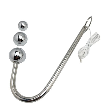 3 size metal Electro Shock anal beads hook butt plug massager electric shock anal hook medical device sex toy