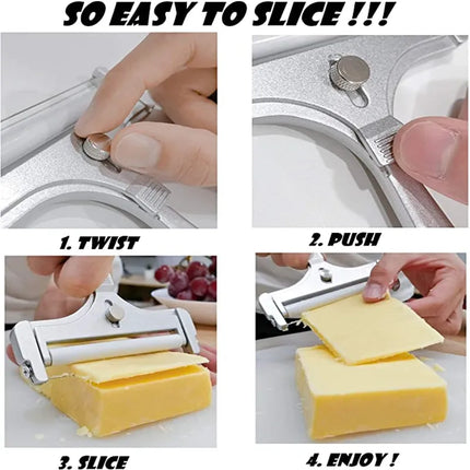 Aluminum Alloy Cheese Slicer with Wire Adjustable Thickness Cheese Butter Cutter  for Soft and Semi-Hard Cheeses Kitchen Gadgets