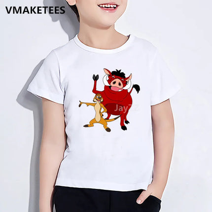 Kids Lion King Character Cartoon Print T-shirt Children Funny Clothes Girls & Boys Summer White Baby T shirt