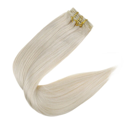 Full Shine PU Clip Hair Extensions Remy Human Hair 100g Seamless Invisible Clip In Extensions Human Hair Balayage Color Blonde