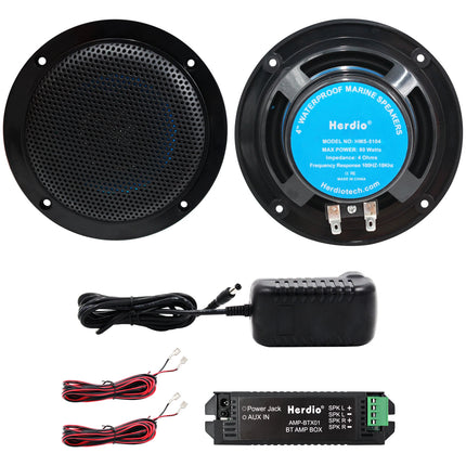 Herdio 4 Inch Ceiling Bluetooth Speakers Water Resistant 160W Marine Speakers For Bathroom Kitchen Home Outdoor Camper 2PCS