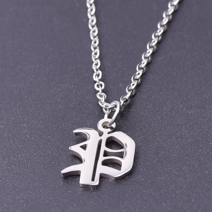 2pcs Stainless Steel Initial Necklace For Men Women Chain Old English Pendant 26 Letters Statement Necklaces Jewelry Couple Gift