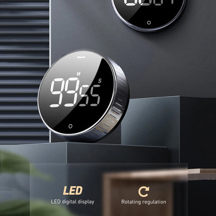 Baseus Magnetic Kitchen Timer Rotation Countdown Digital Timer Alarm Cooking Timer Clock Study Baking Reminder Stopwatch Clock