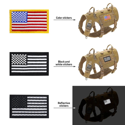 Durable Tactical Military Dog Harness Strong Nylon Pet Vest Working Dog Training Harness With 2 Bags 3 Flags For Small Large Dogs