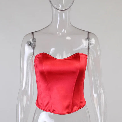 Sexy Women Tube Tops Solid Sleeveless Slim Skinny Corset Cropped Top 2023 Summer Casual Elegant Female Strapless Vest
