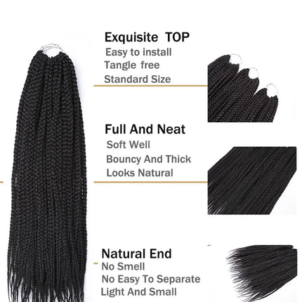 Box Braids Crochet Hair Ombre Synthetic Braiding Hair Extensions Crochet Braids Hair for African Braids Brown for Black Women