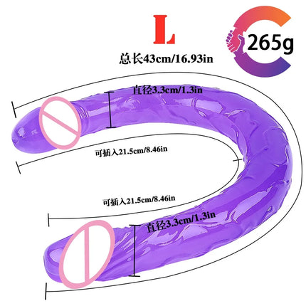 Double Head Dildo Long Jelly Realistic Dildo Double Ended Dildo Flexible Big Penis for Women Masturbator Sex Toys for Lesbian