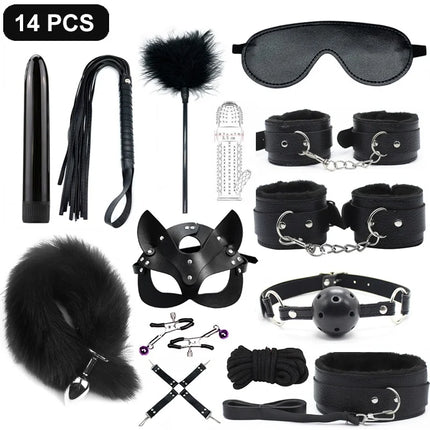 Handcuffs Collar Whip Gag Nipple Clamps BDSM Bondage Rope Erotic Adult Sex Toys For Woman Couples Anal Butt Plug Tail