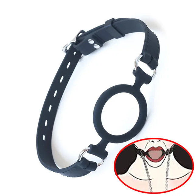 BDSM Open Mouth Gag O Ring, 100% Medical Silicone Full Head Harness, SM Sex Toys For Couples, Bondage Gear