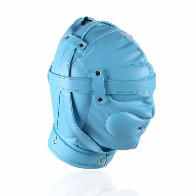 BDSM Bondage Full Hood Masks, Sensory Deprivation Gimp, SM Leather Padded Slave Role Play Hood With Breathing Hole, Couple Sex Toys