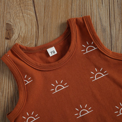 2021 Baby Summer Clothing Newborn Baby 2-piece Outfit Set Fashion Sun Print Tank Top Shirt +Shorts Set for Kids Boys Girls