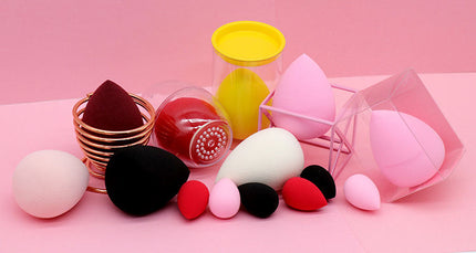Custom Your Logo Cosmetics Beauty Sponge Latex Free and Vegan Makeup Black Sponge Set  Powder Cream Liquid Application with Box
