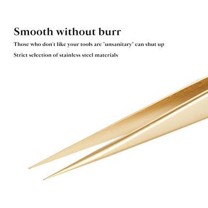 DeceMars  Eyelash Extension Tweezers Gold Color