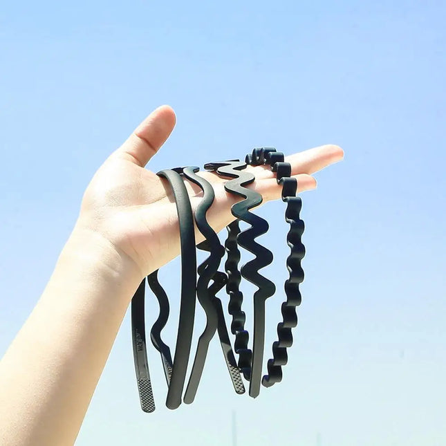 High Quality 1Pcs/Lot 12cm Fashion Mens Women Unisex Black Wavy Hair Head Hoop Band Sport Headband Hairband Hair Accessories