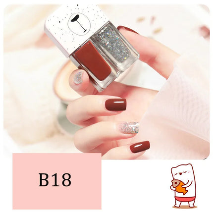 New 2 In 1 Candy Color Nail Polish Manicure Water-based Bright Scrub No Bake No Peeling Quick Dry Waterproof Lasting Nail Polish