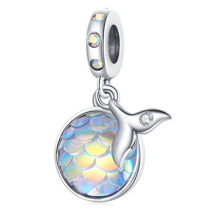 WOSTU 925 Sterling Silver Blue Conch Charm Ocean Bead Animal Turtle Starfish Pendant Fit Original Bracelet Necklace DIY Jewelry