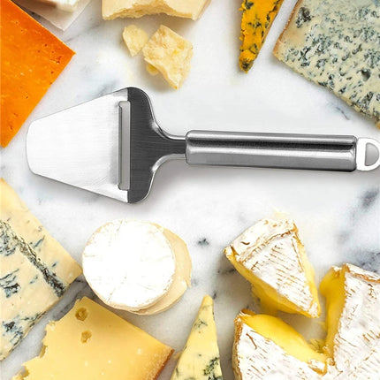 LMETJMA Stainless Steel Cheese Slicer Heavy Duty Plane Cheese Cutter Non-Stick Cheese Slicer Knife Server KC0331
