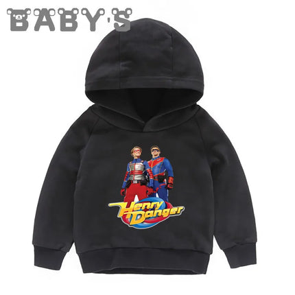Henry Danger Funny TV Shows Kids Sweatshirts Children Casual Hooded Hoodies Baby Pullover Tops Girls Boys Autumn Clothes,KMT2308