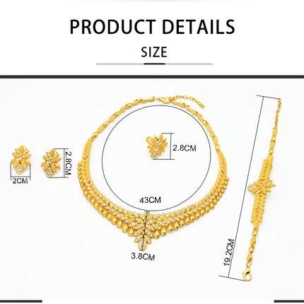 ANIID African Jewelry Set Big Necklace Dubai Ethiopian Gold Color Jewelery Earring Bracelet For Women Bridal Choker Wholesale