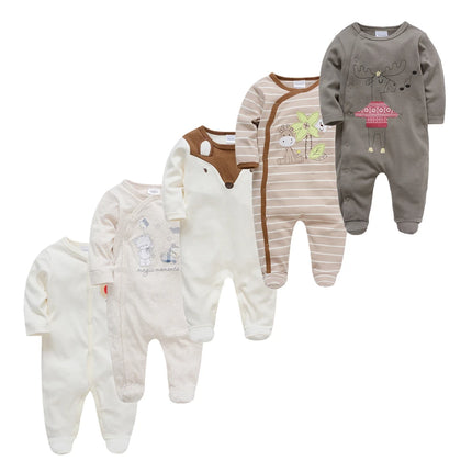 5pcs Honeyzone Winter Toddler Animal Footies New Born Baby Clothes Set Soft Breathable Pyjama Ubranka Dla Niemowlat Clothing Set