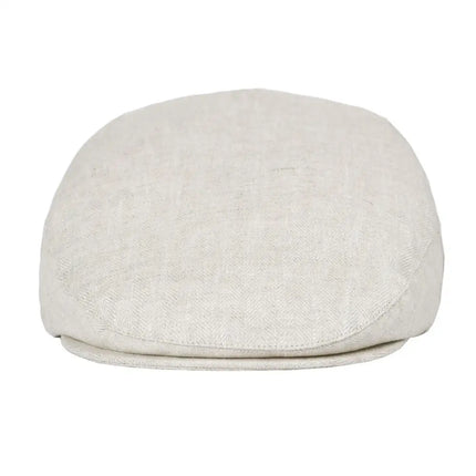 BOTVELA Linen Flat Cap for Men Women Herringbone Linen Newsboy Cap Lightweight Driver Ivy Hat Bakerboy Hat Summer Boina for Male