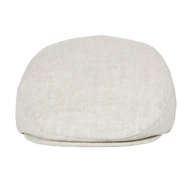BOTVELA Linen Flat Cap for Men Women Herringbone Linen Newsboy Cap Lightweight Driver Ivy Hat Bakerboy Hat Summer Boina for Male