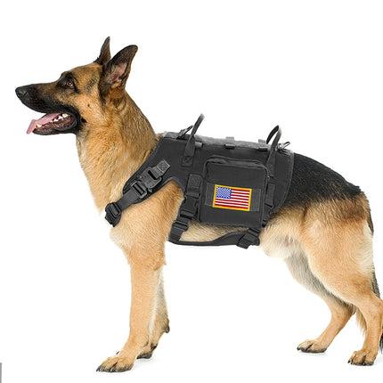 Durable Tactical Military Dog Harness Strong Nylon Pet Vest Working Dog Training Harness With 2 Bags 3 Flags For Small Large Dogs