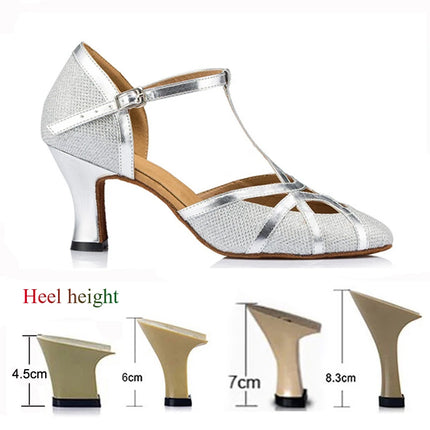 Latin Shoes Salsa Tango Ballroom Party Wedding Women's Heels Champagne Silver Black Girls Dance Sneakers Summer Outdoor Shoes