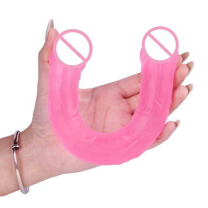 Double Head Dildo Long Jelly Realistic Dildo Double Ended Dildo Flexible Big Penis for Women Masturbator Sex Toys for Lesbian