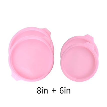 FAIS DU 2-8pcs Silicone Cake Pan 4/6/8inch Round Cake Layer Set Silicone Bakeware Mold for Baking Tools Rainbow Cake and Mousse