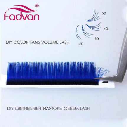 Fadvan Colored Eyelashes Extension Easy Fanning Red Green Blue Brown Purple Colorful Auto Blooming Makeup Lashes 15-20mm Long