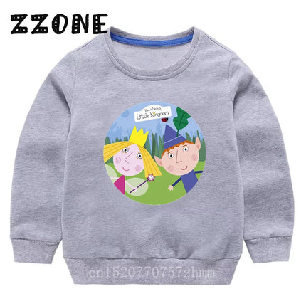 New Spring Autumn Baby Girls Sweatshirts Ben and Holly Kingdom Cartoon Cute Kids Hoodies Children Pullover Tops Boys Clothes