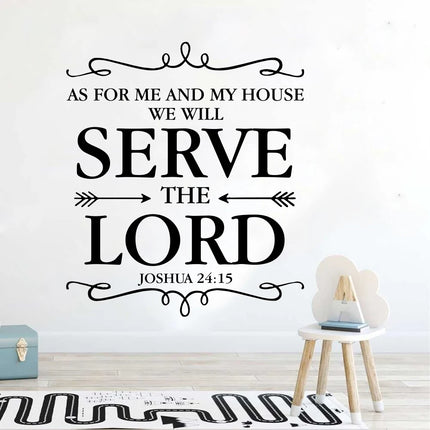 Joshua 24:15 As for Me and My House Bible Verse Wall Sticker Living Room Christian Religion Quote Wall Decal Bedroom Vinyl Decor