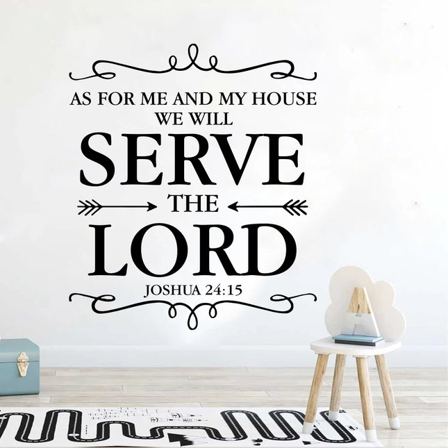 Joshua 24:15 As for Me and My House Bible Verse Wall Sticker Living Room Christian Religion Quote Wall Decal Bedroom Vinyl Decor
