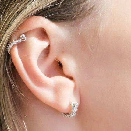 1pc Ear Tragus Cartilage Ring Stainless Steel Barbell With Cz Hoop Cartilage Cuff Piercing Helix Daith Rook Lobe Earrings