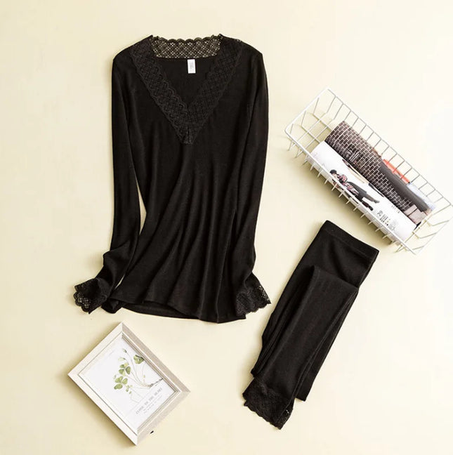 82% wool 18% silk women long johns thermal lingerie underwear set inner wear winter sets for woman clothes thermo sexy suits two