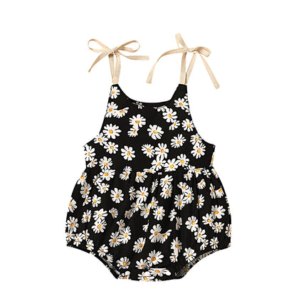 Baby Girl's Romper, Daisy Print Sleeveless Sling Bodysuit One-piece Suit for Birthday Party Photography