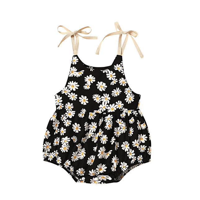 Baby Girl's Romper, Daisy Print Sleeveless Sling Bodysuit One-piece Suit for Birthday Party Photography